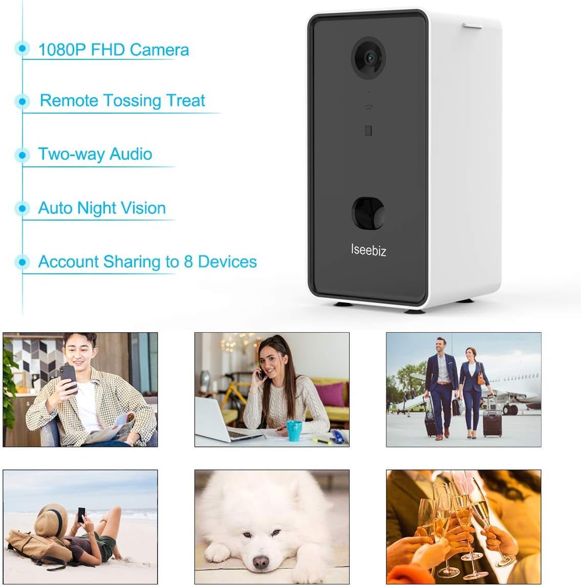 Pet Camera Treat Dispenser, 2 Way Audio Talk Listen, 5G Wifi, 1080P Night Vision Cat Dog Cam, App Control Tossing, Multi Devices Login, Compatible with Alexa, Play with Your Dogs and Cats