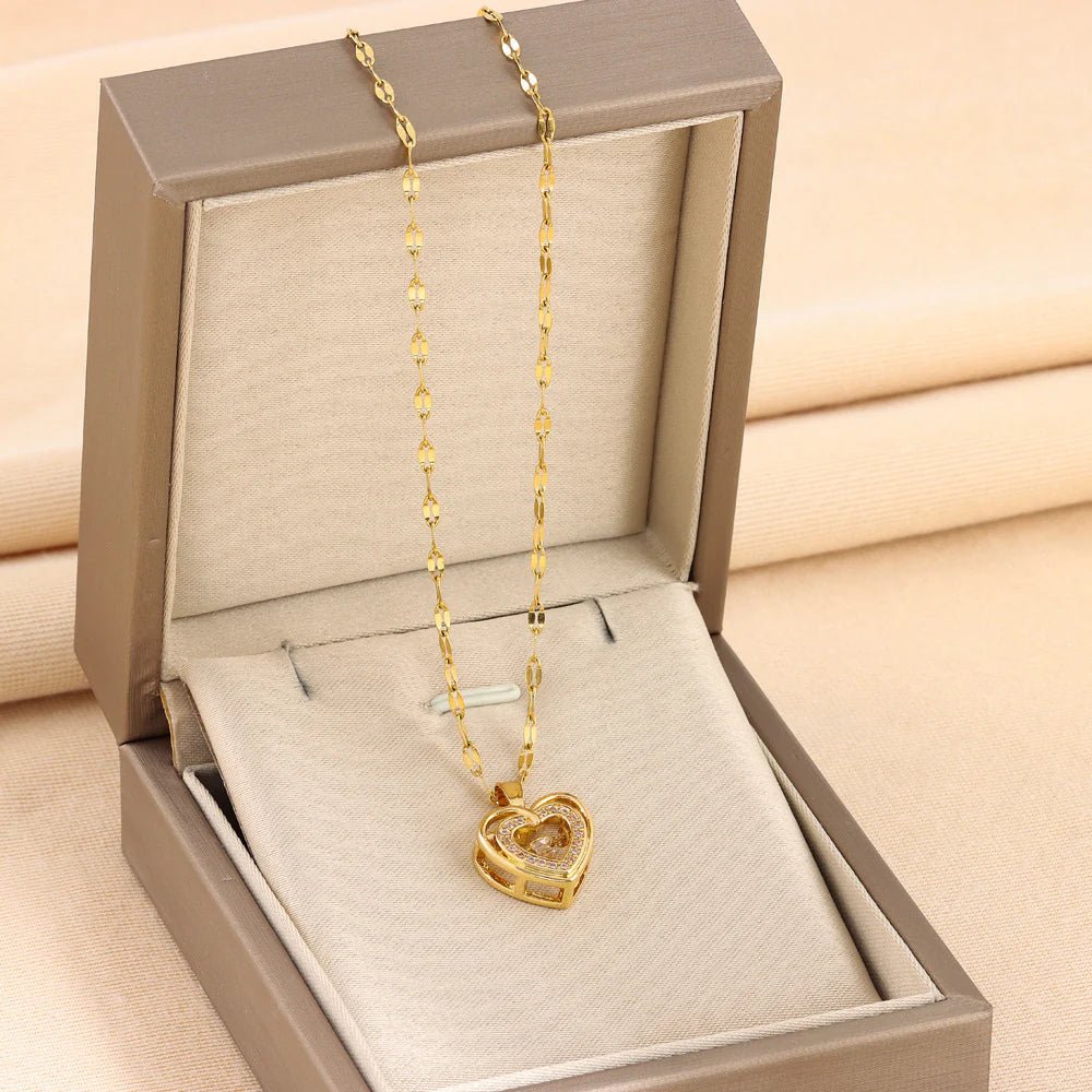 Fashionable Titanium Steel Heart-Shaped Necklace
